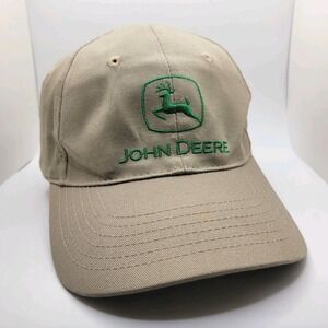 John Deere‎ Khaki Green Embroidered Logo Snapback Hat Eaheart Equipment Cap